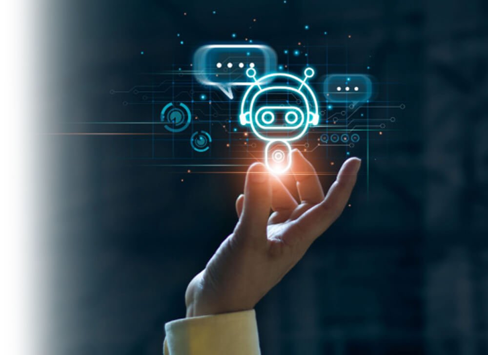 Illustration of an AI assistant responding to a customer inquiry