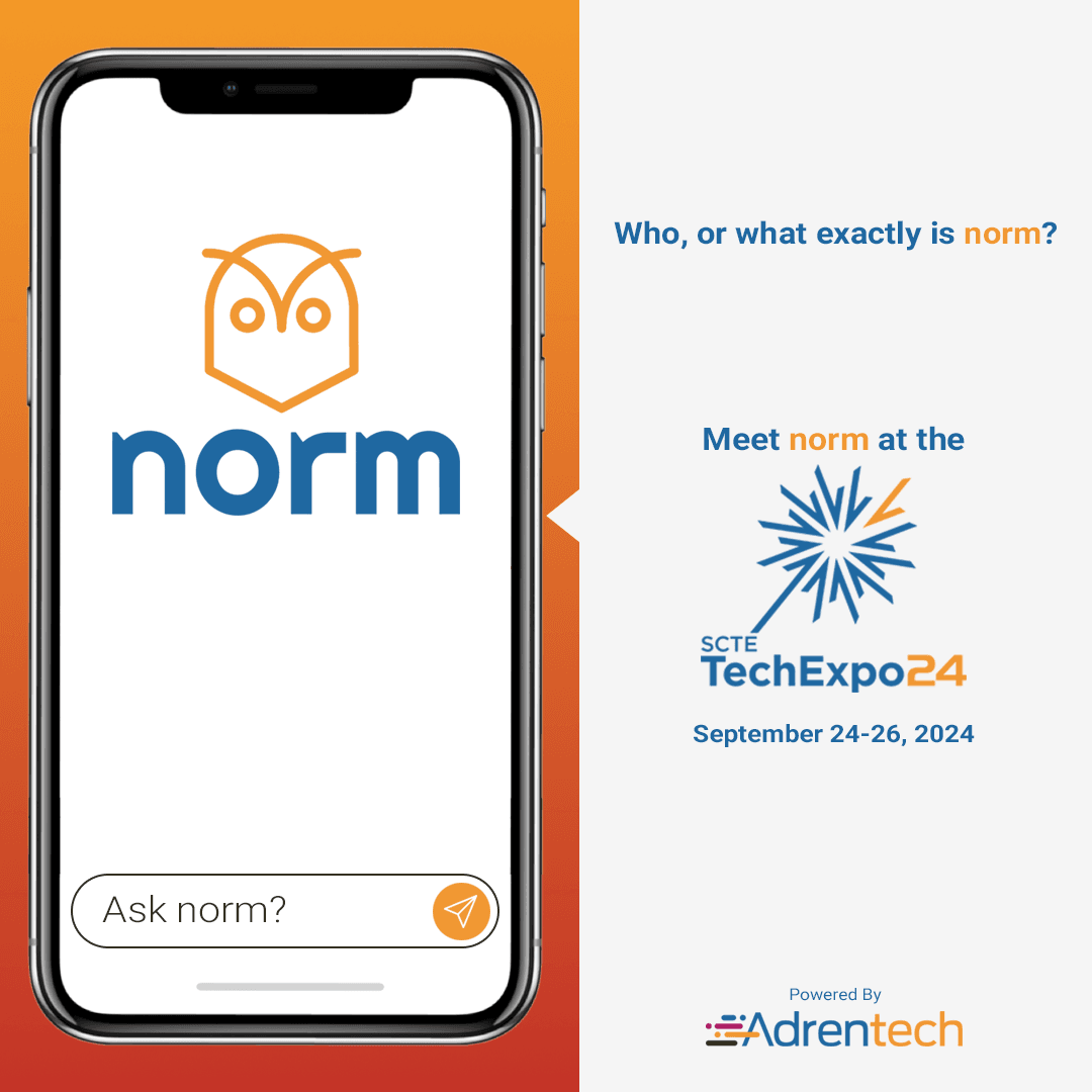 Illustration of norm chatbot platform integrated with a business knowledge base and real-time SMS communication.